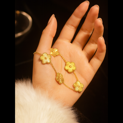 Gold Flower Charm Bracelet for Women