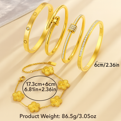 Gold Flower Charm Bracelet for Women