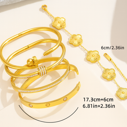 Gold Flower Charm Bracelet for Women