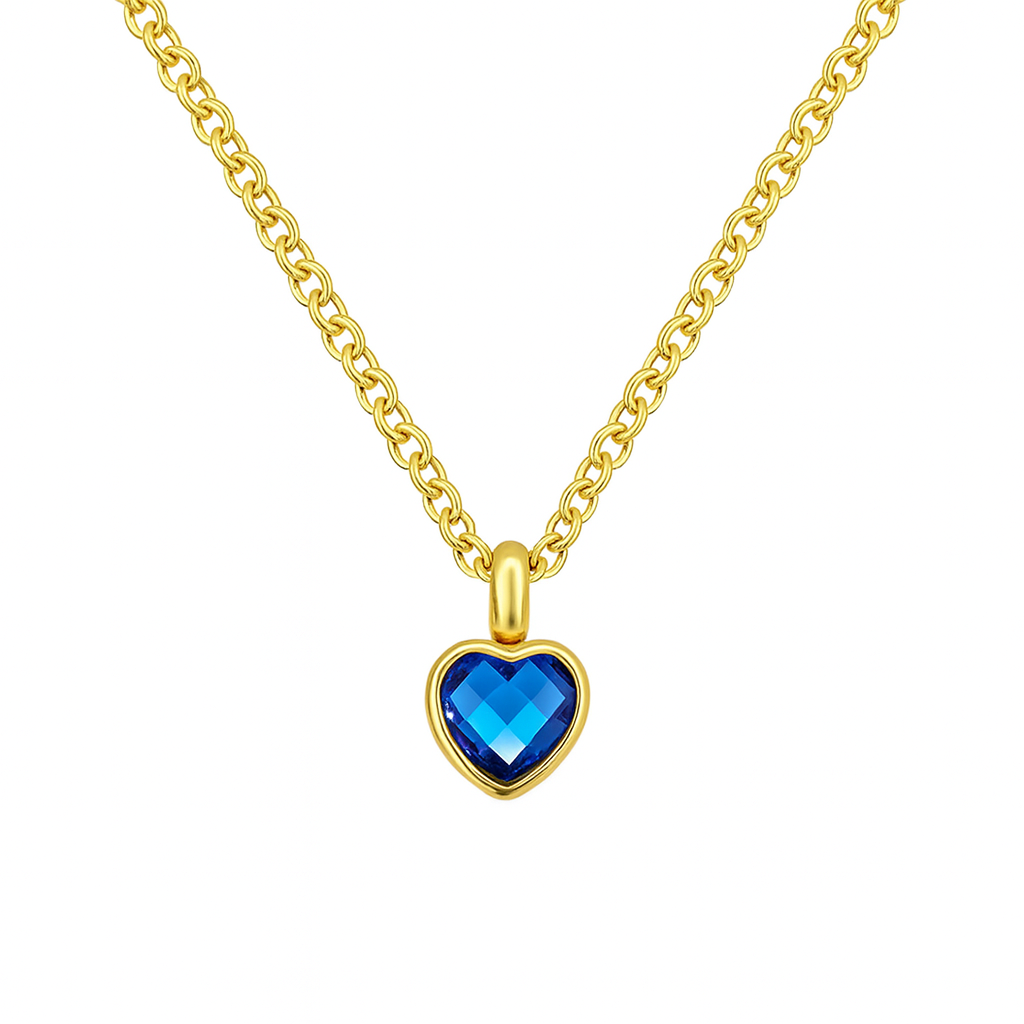 Heart Birthstone Memorial Necklace