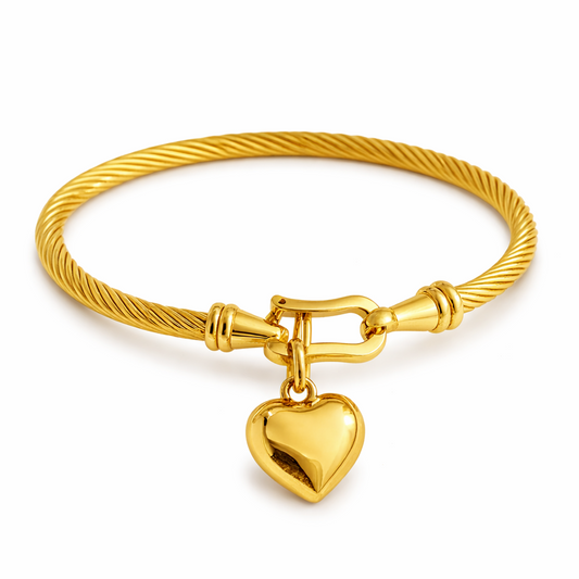Heart Charm Bangle