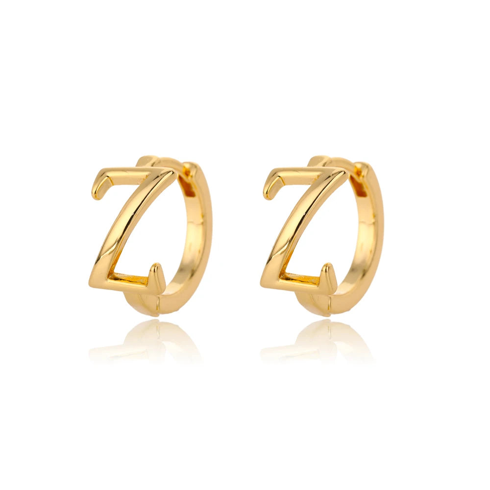 Golden Initial Charm Hoops