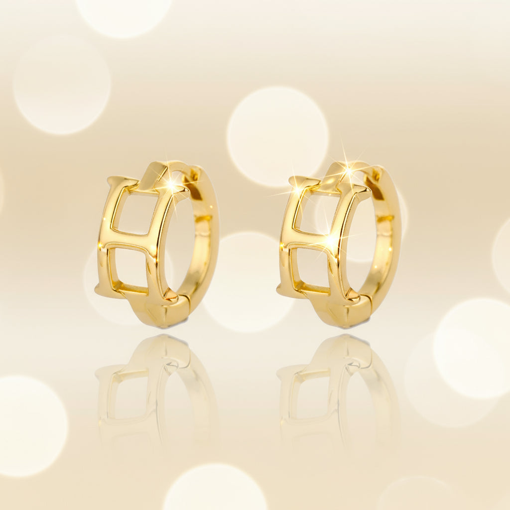 Golden Initial Charm Hoops
