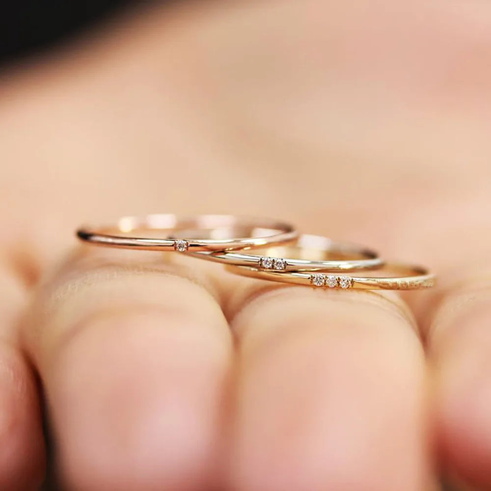 MamacitaSlay 316L Stainless Steel AAA Zircon Slim Stackable Ring Set 18K Gold Plated Minimalist Waterproof Jewelry For Women