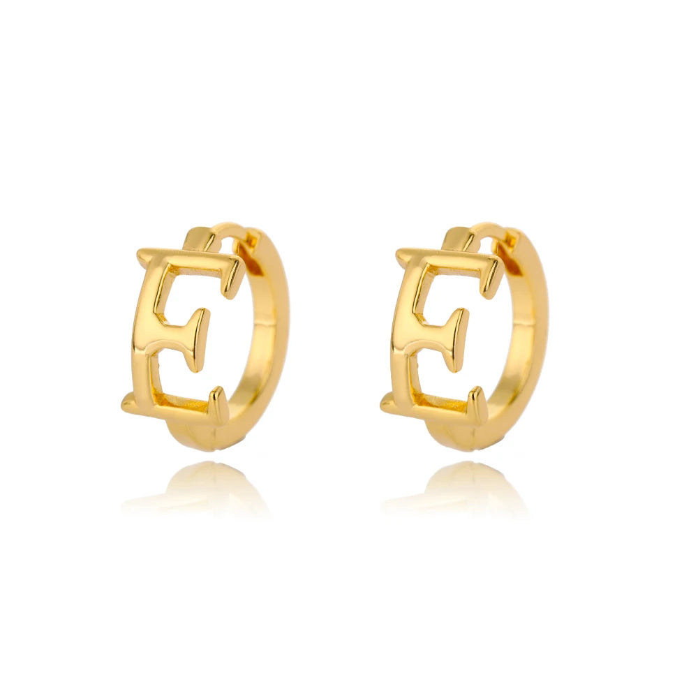 Golden Initial Charm Hoops