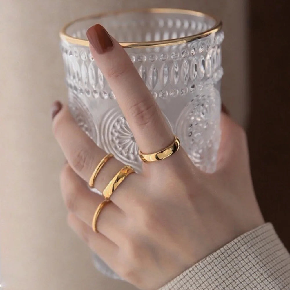 MamacitaSlay 316L Stainless Steel Minimalist Ring 18K Gold Plated Waterproof Jewelry Women Classic High Quality Gifts Ring