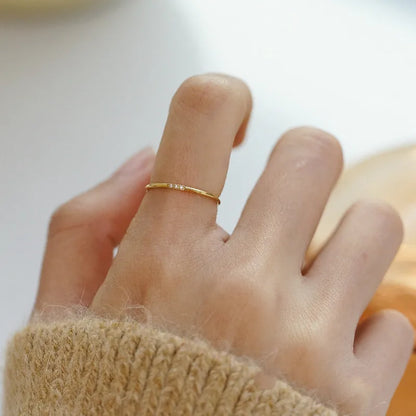 MamacitaSlay 316L Stainless Steel AAA Zircon Slim Stackable Ring Set 18K Gold Plated Minimalist Waterproof Jewelry For Women