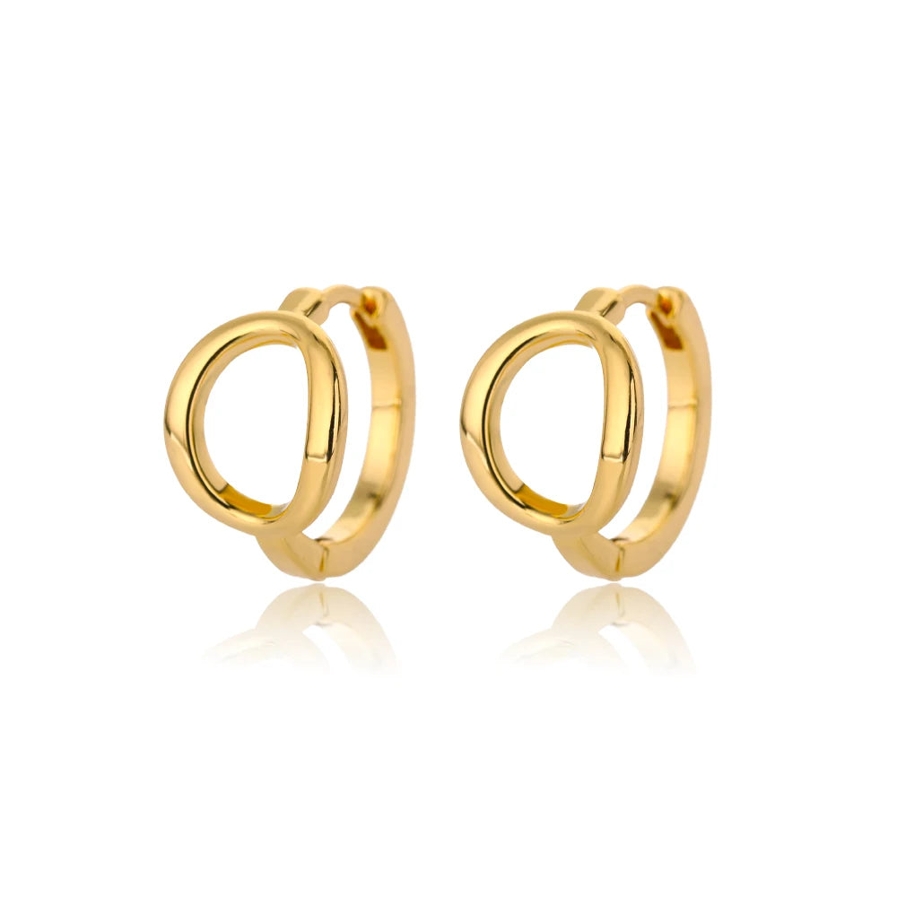 Golden Initial Charm Hoops
