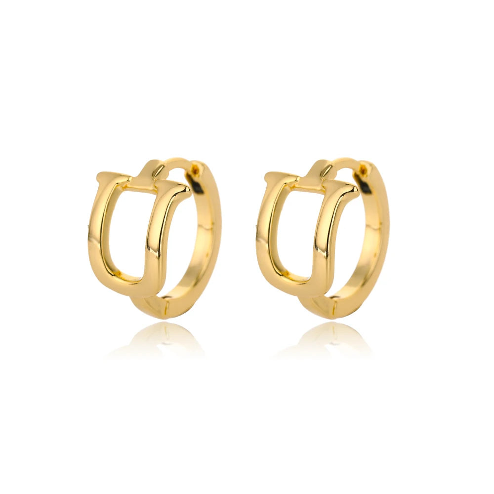 Golden Initial Charm Hoops
