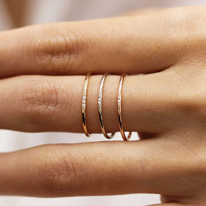 MamacitaSlay 316L Stainless Steel AAA Zircon Slim Stackable Ring Set 18K Gold Plated Minimalist Waterproof Jewelry For Women