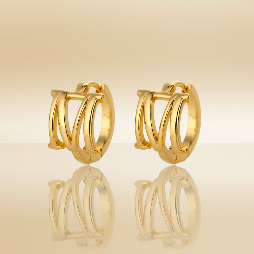 Golden Initial Charm Hoops