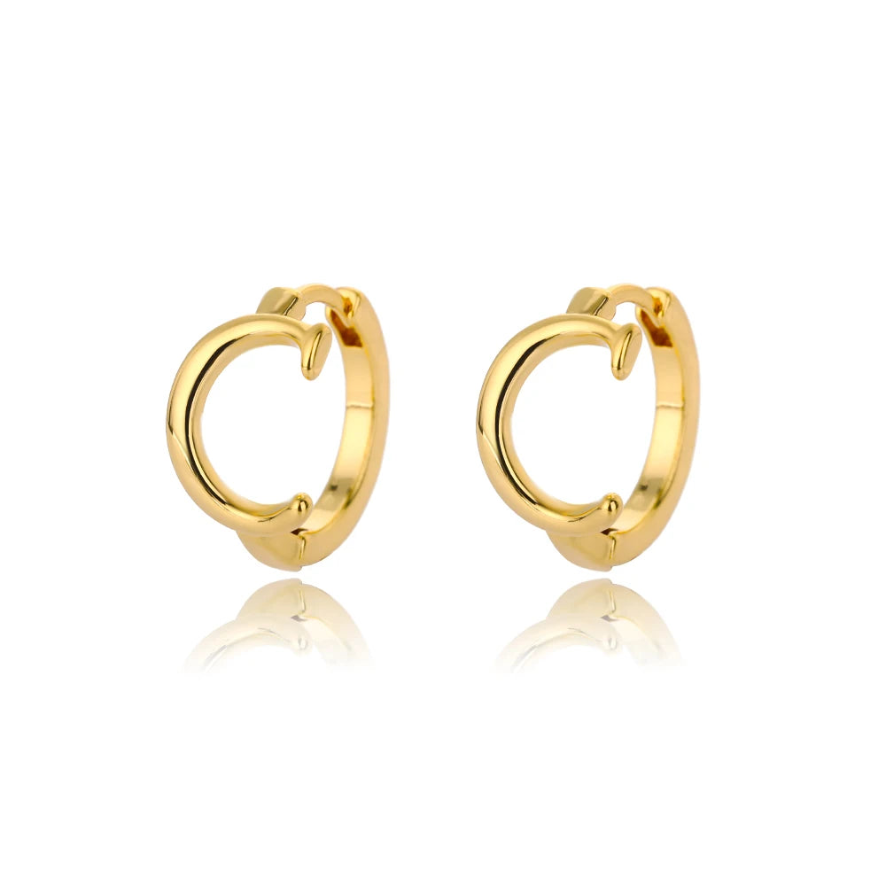 Golden Initial Charm Hoops
