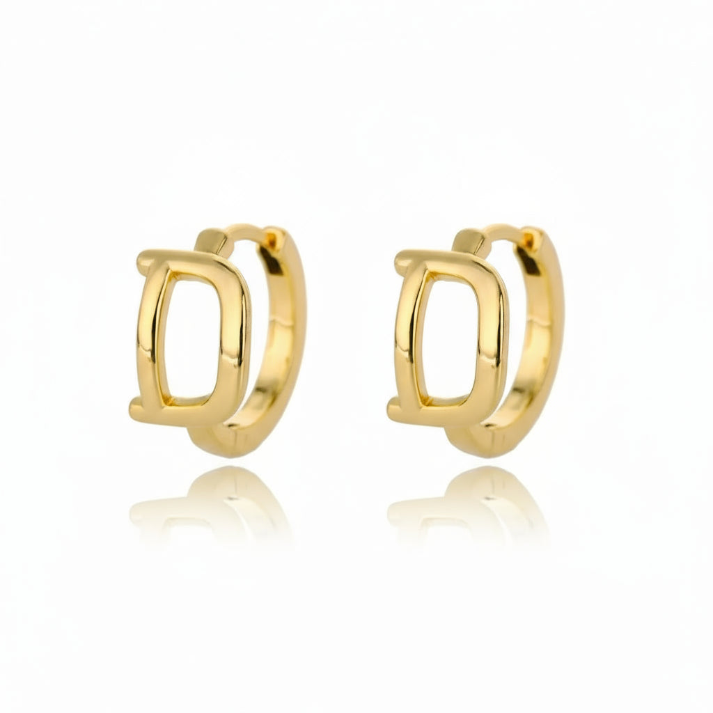 Golden Initial Charm Hoops