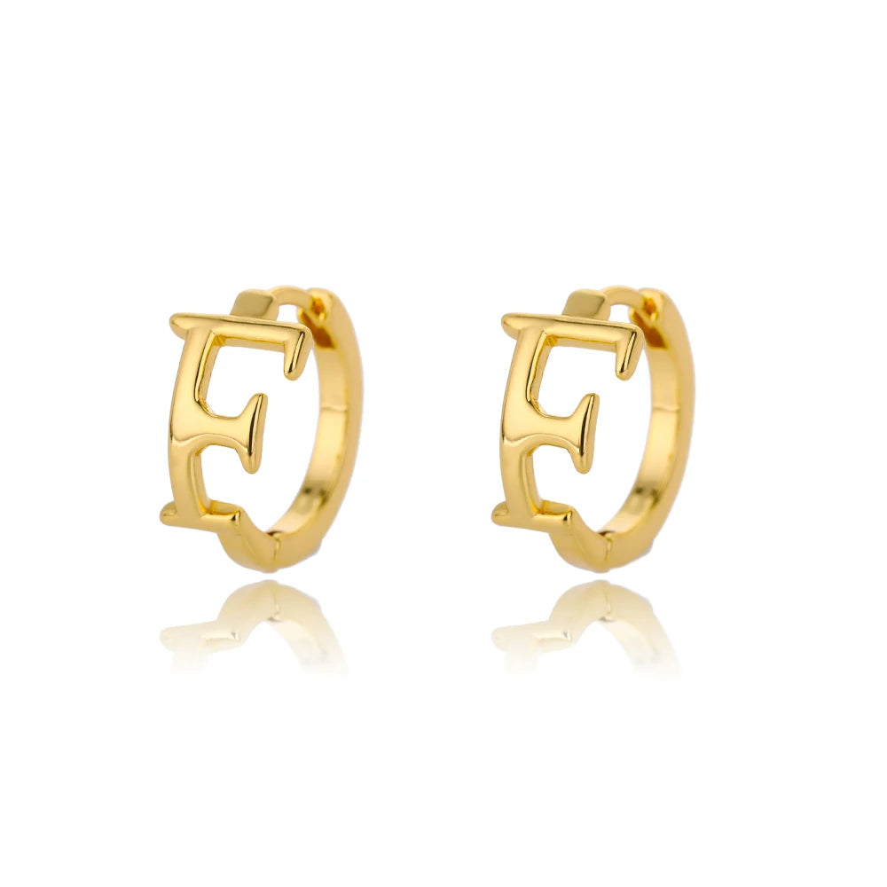 Golden Initial Charm Hoops