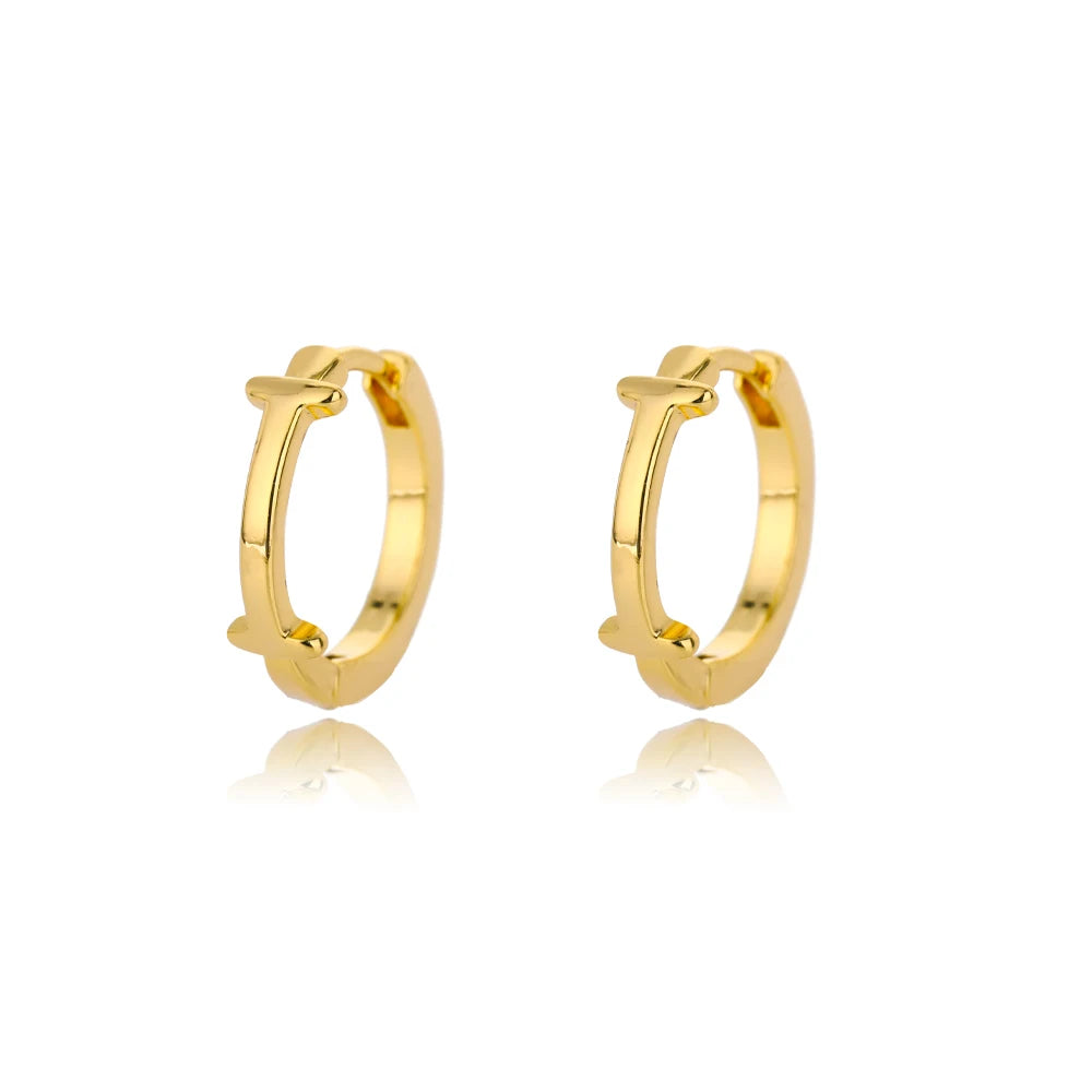 Golden Initial Charm Hoops