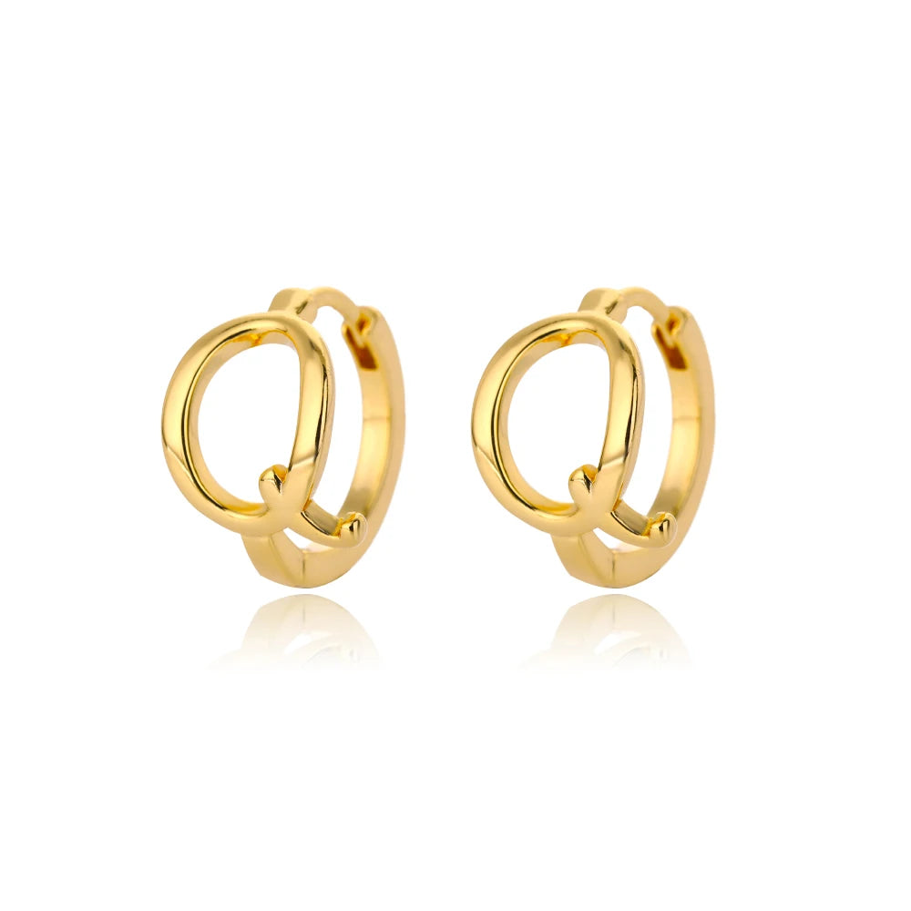 Golden Initial Charm Hoops