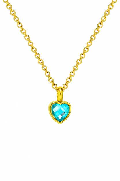 Heart Birthstone Memorial Necklace