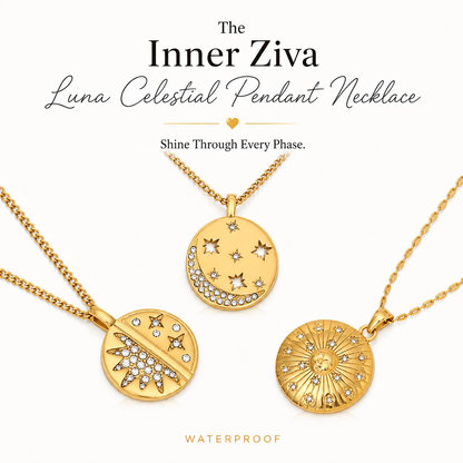Inner Ziva Luna Waterproof Celestial Pendant Necklace