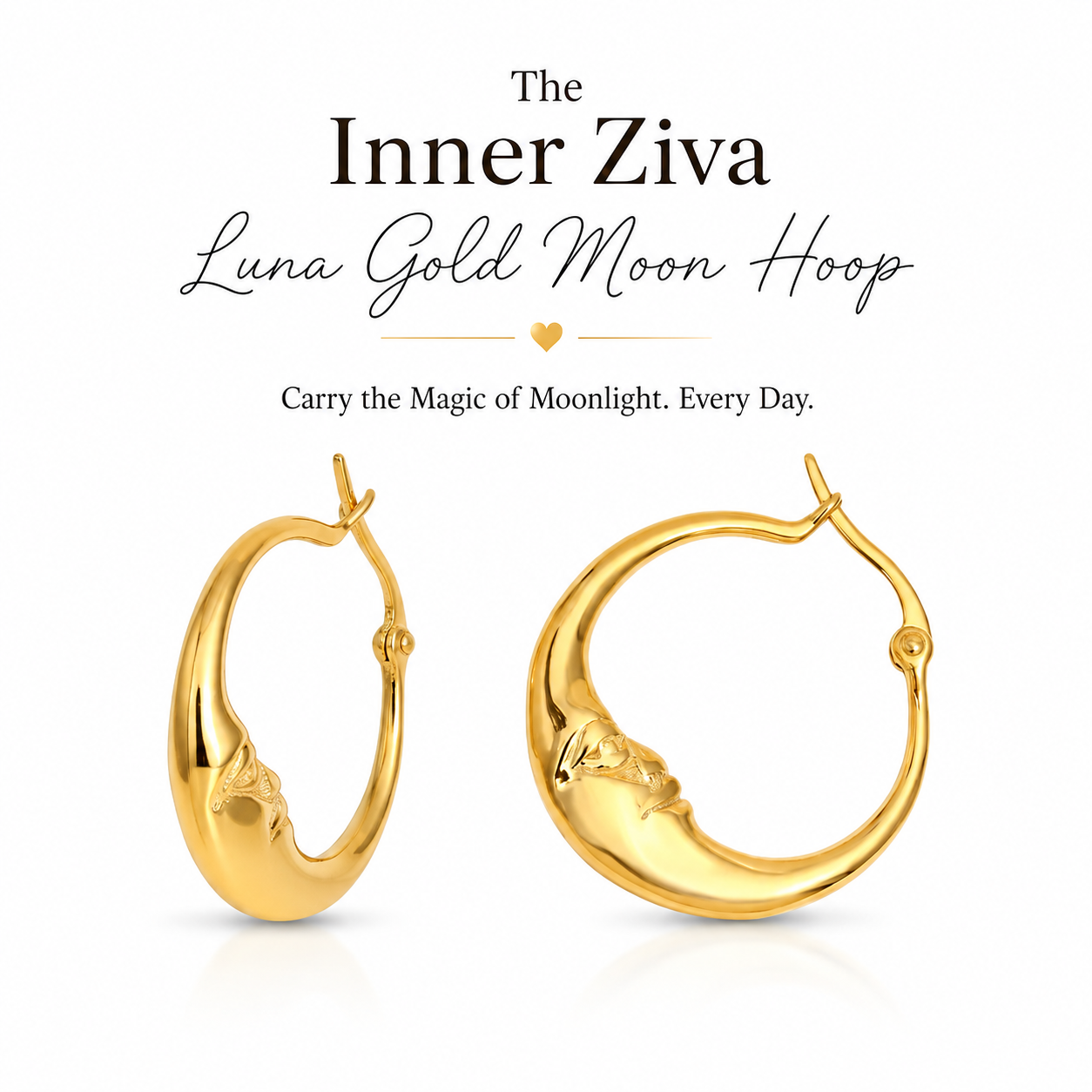 Inner Ziva Luna Waterproof Moon Hoop Earrings