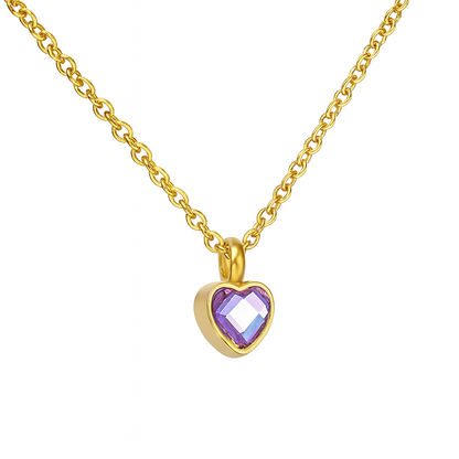 Heart Birthstone Memorial Necklace