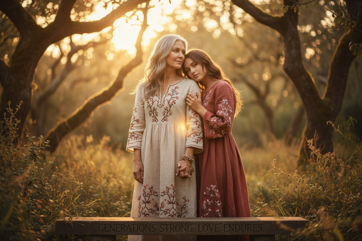 Mother wearing Inner Ziva necklace