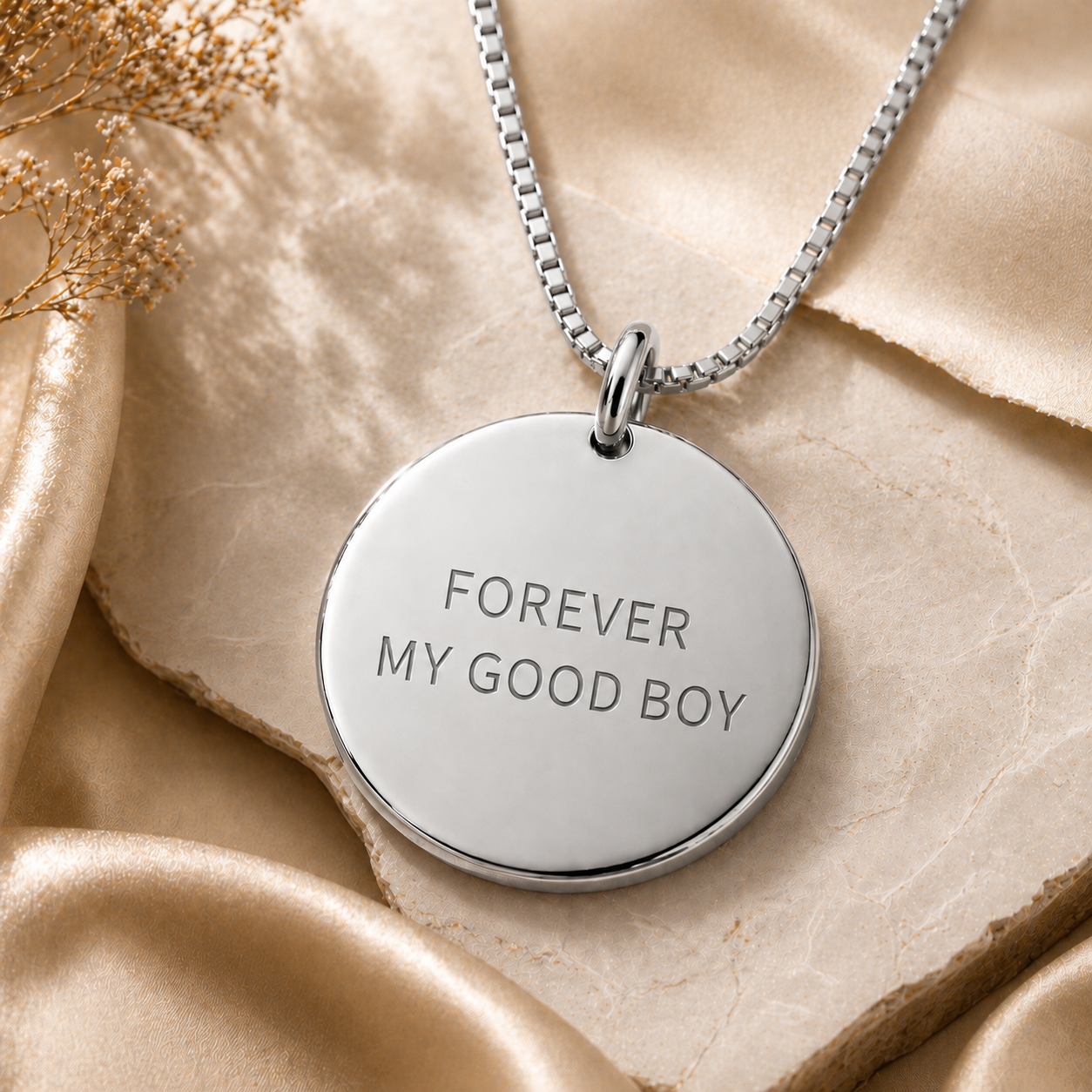 Inner Ziva Pet Name Disc, Silver — back of disc with optional phrase engraved