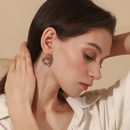 MamacitaSlay Minimalist Stainless Steel Gold Silver Colour Geometric Earrings Women's Waterproof Jewelry High Quality Gift