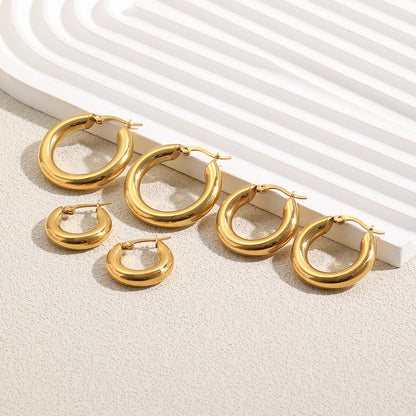 MamacitaSlay Minimalist 18K Gold Plated 316L Stainless Steel Different Sizes Hoop Earrings Waterproof Party Jewelry for Women