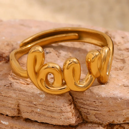 MamacitaSlay meaningful Line English Letters LOVE Ring trendy women's stainless steel jewelry Finger Decoration gift