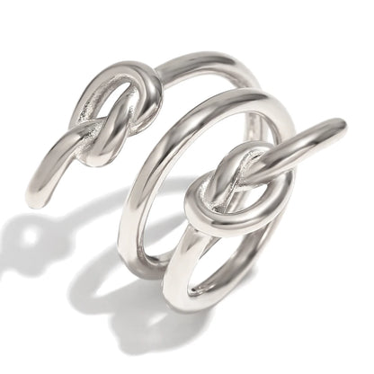 MamacitaSlay Vintage Three-Layer Knot rings Waterproof trendy women's stainless steel jewelry Woman accesories gifts for women