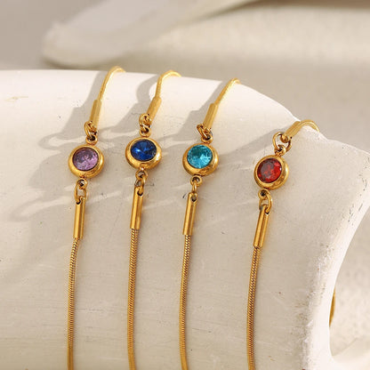 MamacitaSlay 316L Stainless Steel Zircon December Birthstone Adjustable Bracelet Waterproof Wrist Jewelry Women's Charm Bracelet