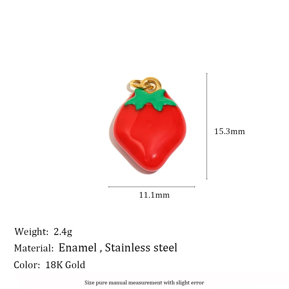 MamacitaSlay Stainless Steel Resin Tropical Fruit Charms Earrings Necklace Bracelet DIY Accessories Women's Waterproof Pendant