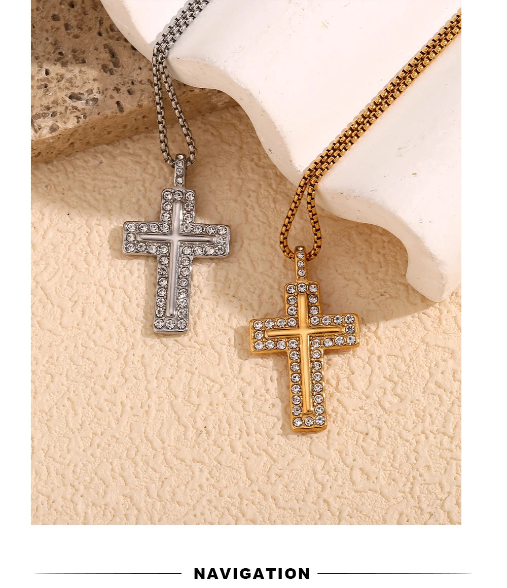 MamacitaSlay Trendy Cross Pendant Necklace Design Waterproof Neck Jewelry Design Waterproof Neck Jewelry Neutral Statement Gift