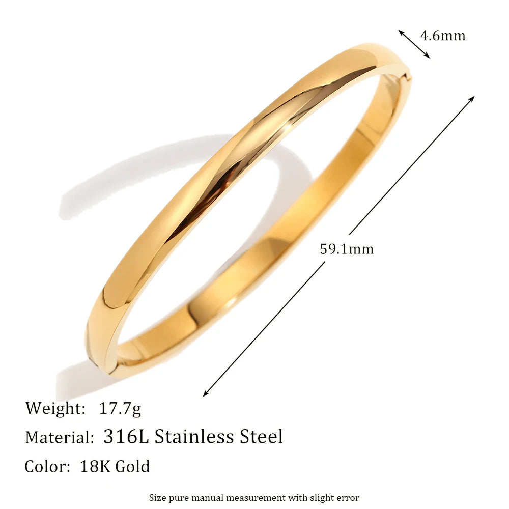 MamacitaSlay 316L Stainless Steel Plain Polished Multiple Sizes Cuff Bangle 18K Gold Plated Waterproof Jewelry For Women  Gift