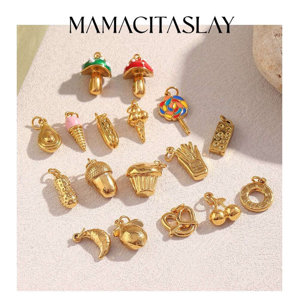 MamacitaSlay 316L Stainless Steel Enamel Ocean Style Fish Charms Earrings Necklace Bracelet DIY Pendant Women's Handmade Gift