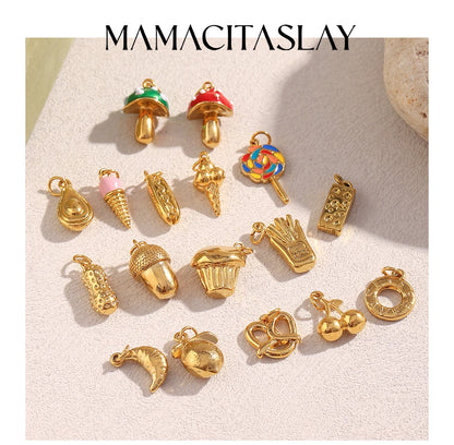 MamacitaSlay 316L Stainless Steel Enamel Ocean Style Fish Charms Earrings Necklace Bracelet DIY Pendant Women's Handmade Gift