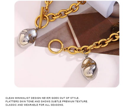 MamacitaSlay 316L Stainless Steel Irregular Pendant Necklace Bracelet Earring Set For Women's Charm Waterproof Jewelry Set Gift