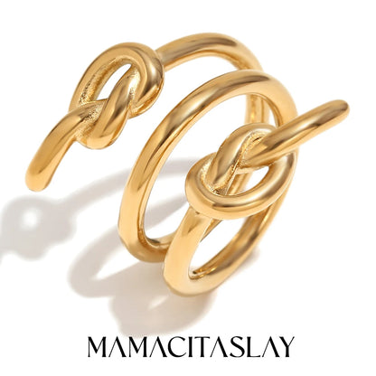 MamacitaSlay Vintage Three-Layer Knot rings Waterproof trendy women's stainless steel jewelry Woman accesories gifts for women