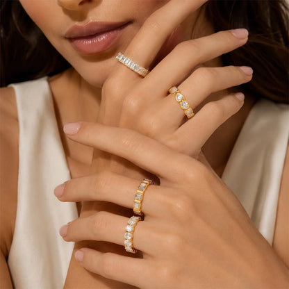 MamacitaSlay 316L Stainless Steel Heart Square Zircon Ring 18K Gold Plated Waterproof Stackable Statement Jewelry For Women Gift