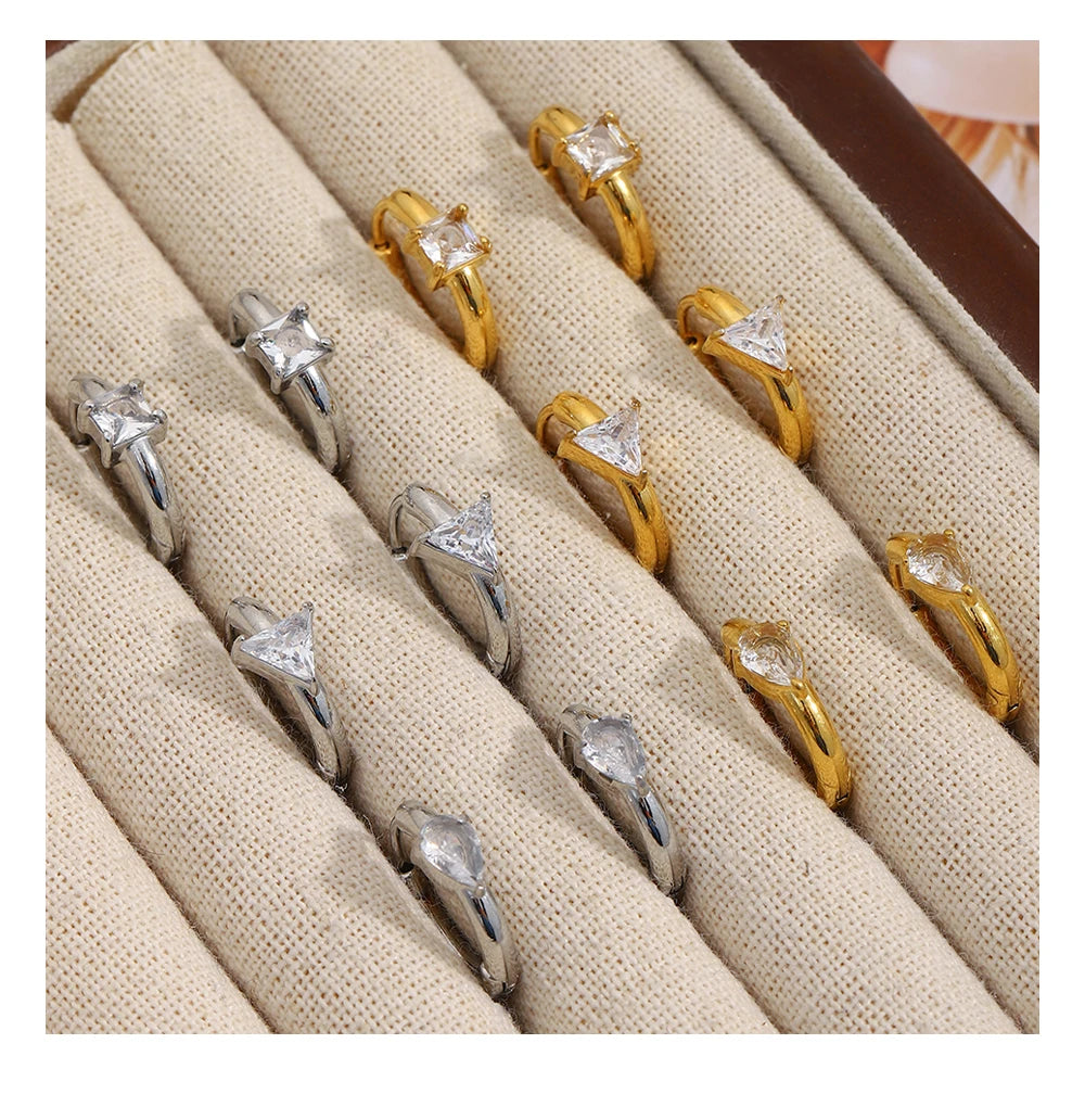 MamacitaSlay 316l Stainless Steel Zircon Hoop Earring 18K Gold Plated Waterproof  Minimalist Jewelry for Women 2026 Trend Gift