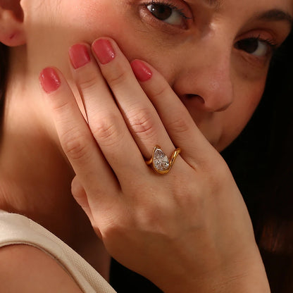 MamacitaSlay Classic Minimalist Sparking Clear Zircon Rings 202 5New Trend Women's 316L Stainless Steel Jewelry Accessories Gift