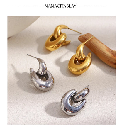 MamacitaSlay 316L Stainless Steel Geometric Earrings Waterproof 18K Gold Plated Jewelry Women's Minimalist Earrings Cute Gifts
