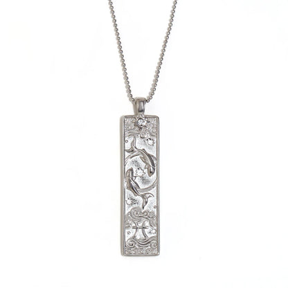 MamacitaSlay 316L Stainless Steel Zodiac Sign Rectangle Pendant Necklace 18K Gold Plated Waterproof Jewelry For Women Daily Wear