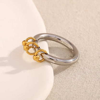MamacitaSlay Unique Cool 316L Stainless Steel Double Color Ring Creative Waterproof Jewelry Women's Charm Statement Ring Gift