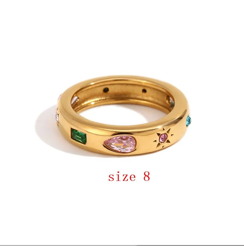 MamacitaSlay Classic Solar Geometric Zircon Bracelets Shiny Zircon Hoop Earrings 2024 Trend Stainless Steel Ring Woman