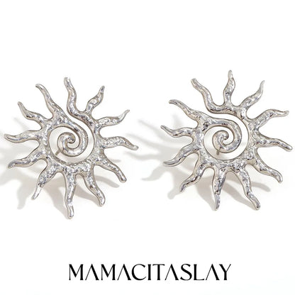 MamacitaSlay Sun Flower Stud Earrings18K Gold Plated Stainless Steel Waterproof Jewelry 2025 New Trendy Party Women's Charm Gift