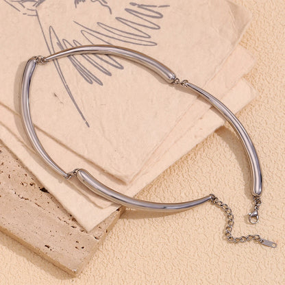 MamitaSlay Cool Hip-hop Four Bamboo Knots Necklace Punk Stainless Steel Jewelry Waterproof Necklaces Woman Trend 2024 Decoration