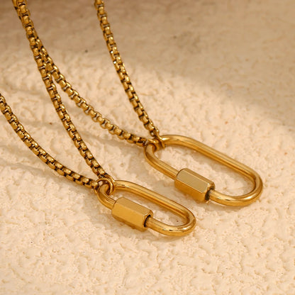 MamacitaSlay Unique 18K Gold Plated Stainless Steel Geometric DIY Necklace Party Waterproof Jewelry Unisex Trendy Neck Chain