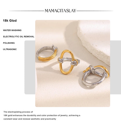MamacitaSlay 316L Stainless Steel Mixed Color Knot Shaped Hollow Ring 2025 New Trend Waterproof Ring Women's Creative Cool Ring