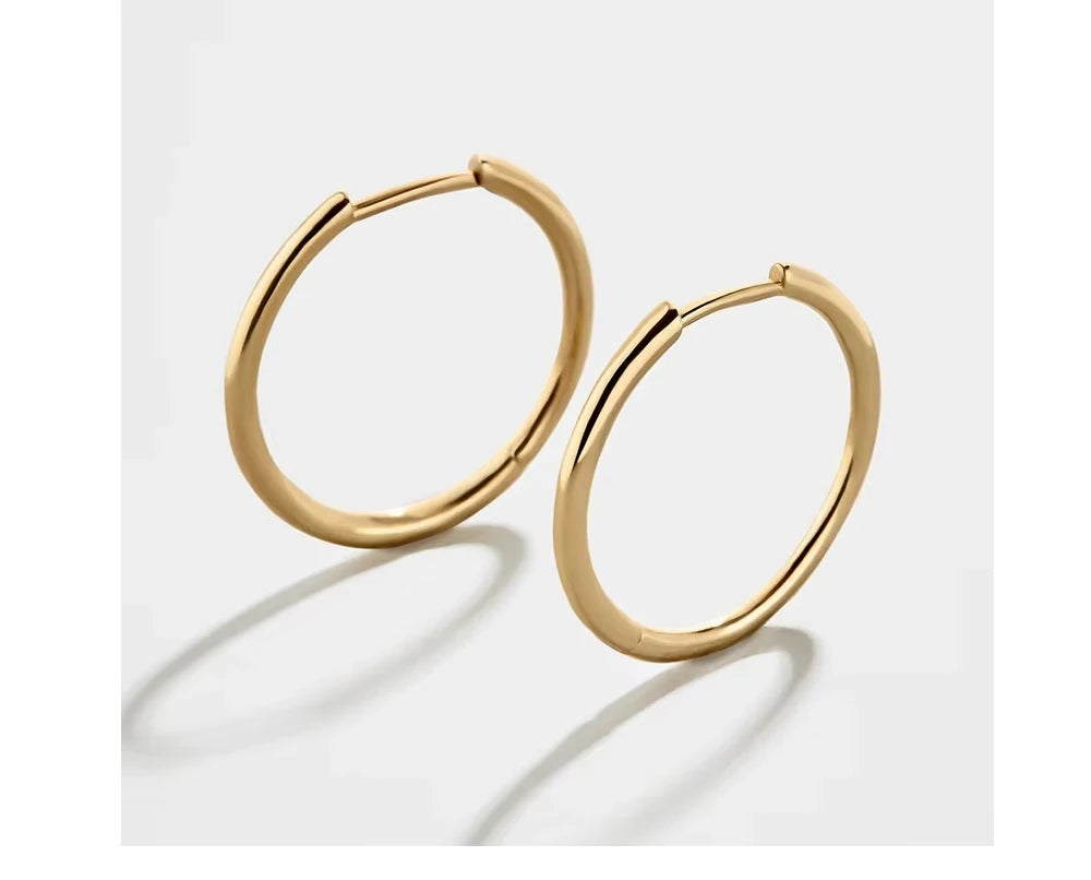 MamacitaSlay New Trend 316L Stainless Steel Jewelry For Women Circle 18K Gold Plated Earrings 6 Size Thin Hoop Earrings Gift